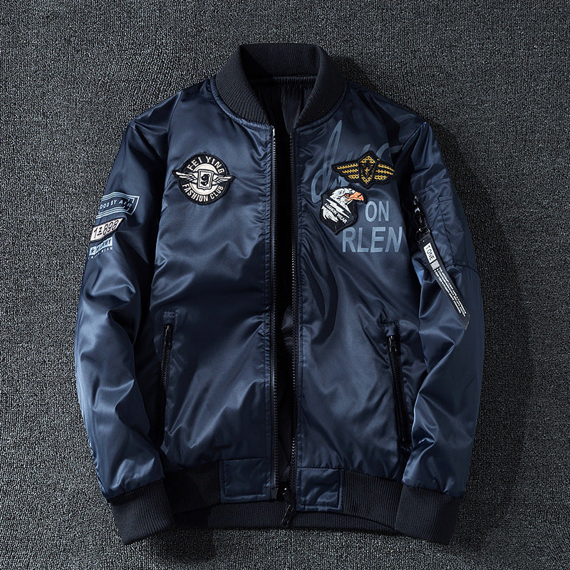 Men's pilot bomber jacket in aviator look with badge applications, arm pocket and ribbed cuffs Chichicherry