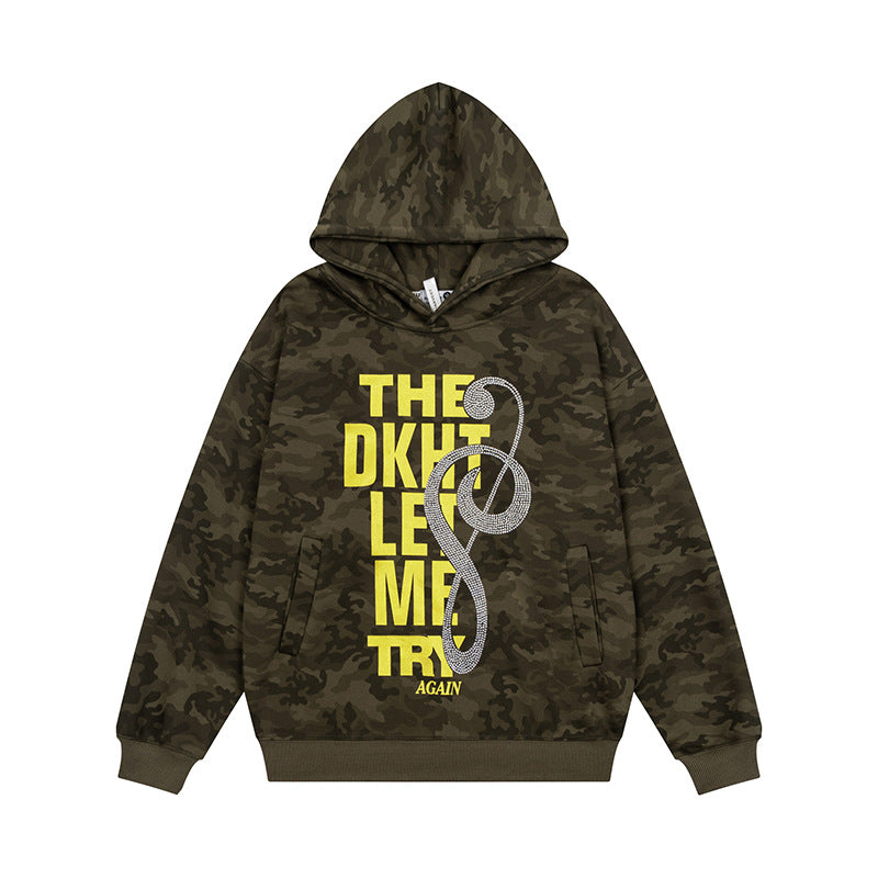 Women's hoodie with rhinestone front print, relaxed fit and side pockets Chichicherry