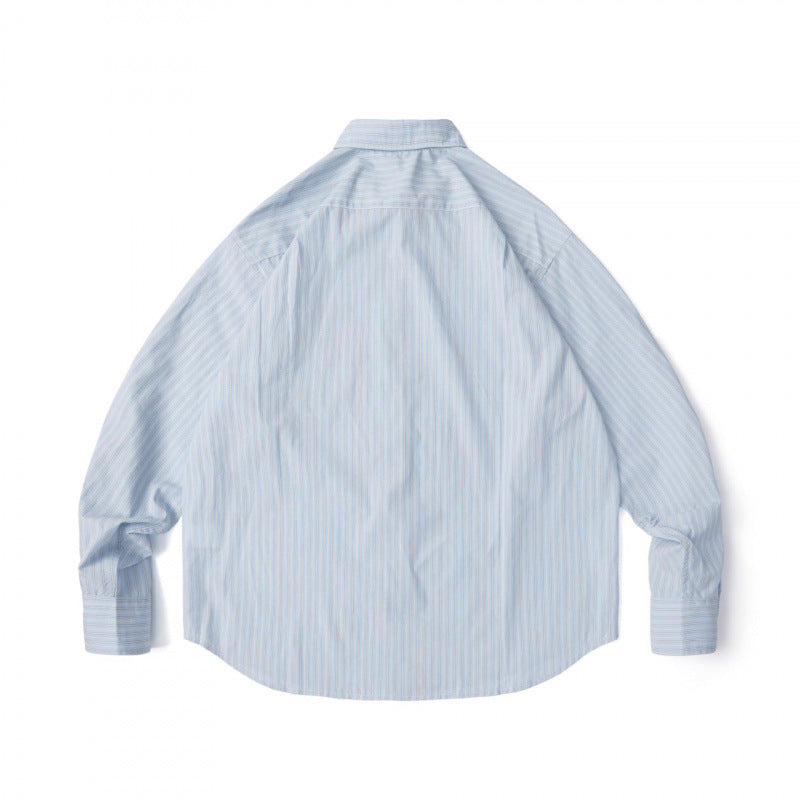 Men's Wide Cut Poplin Shirt with Stripes and Chest Pocket Chichicherry