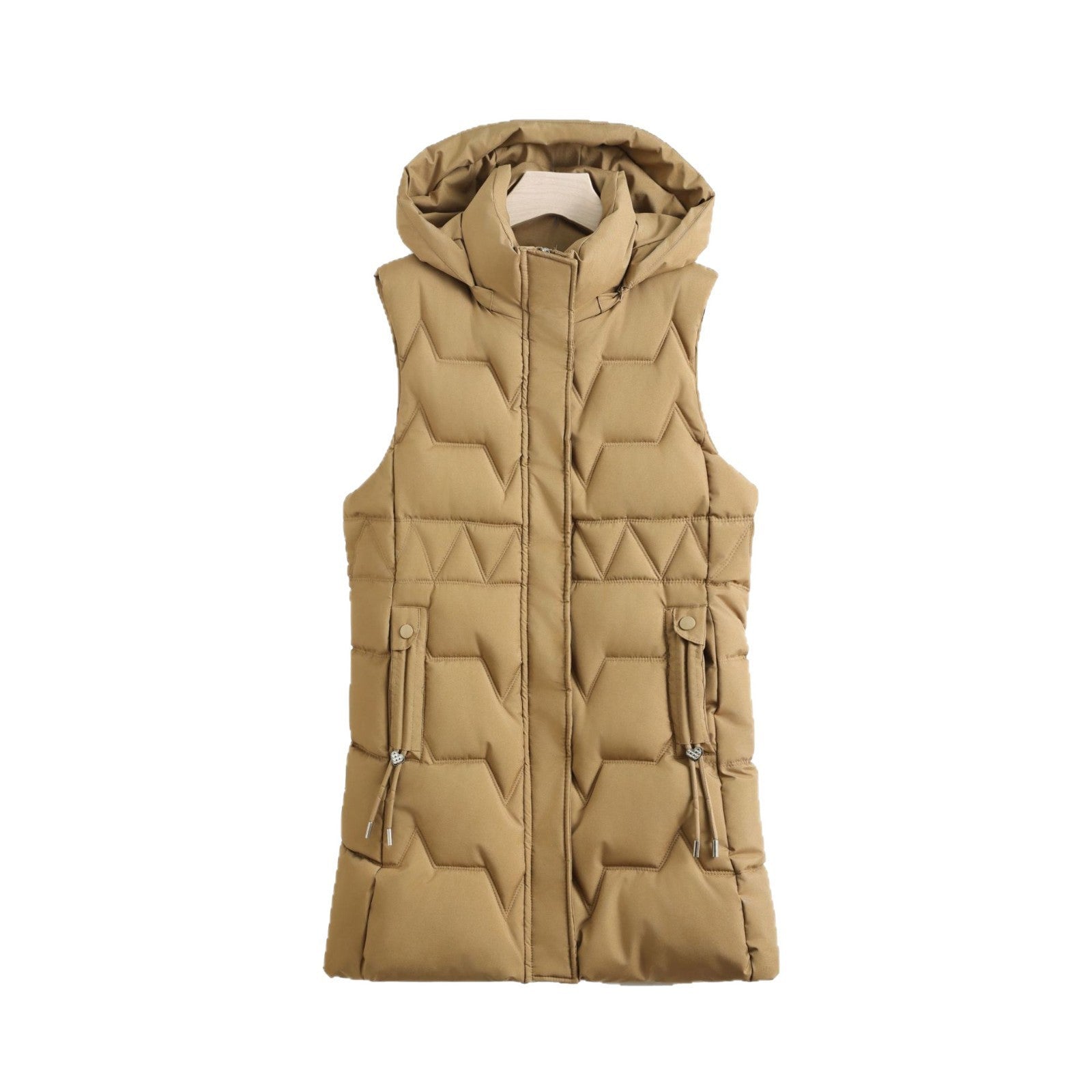 Women's nano thermal quilted vest with hood, drawstring, and concealed zipper Chichicherry