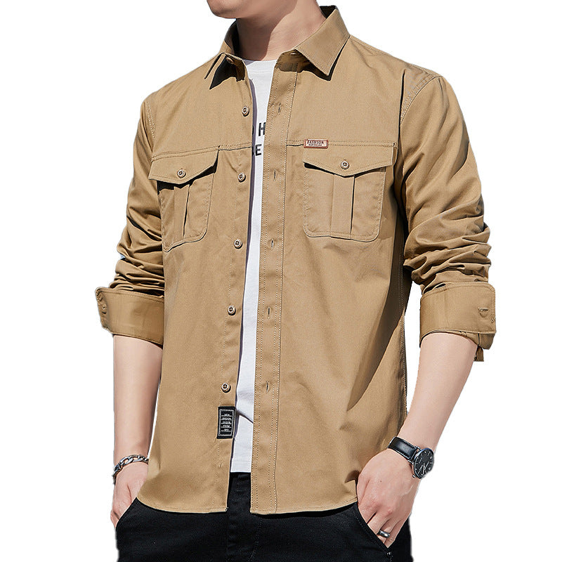 Men's lightweight utility overshirt made of cotton canvas with chest flap pockets Chichicherry