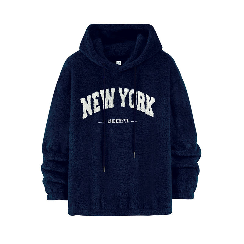 Unisex Cozy Teddy Fleece Hoodie with Chenille Lettering Chichicherry