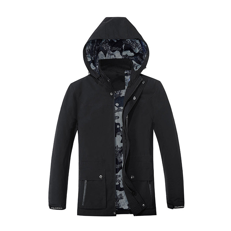 Men's Hooded Parka in Canvas Utility Style with Camouflage Lining Chichicherry