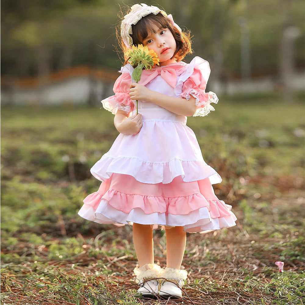 Girls cute fairy tale dress with ruffles and bows Chichicherry