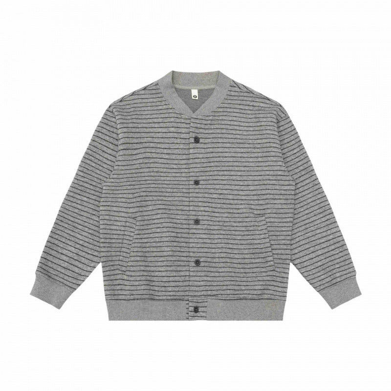 Men's Structured Knit Cardigan with Snap Button Placket and Ribbed Hem Chichicherry