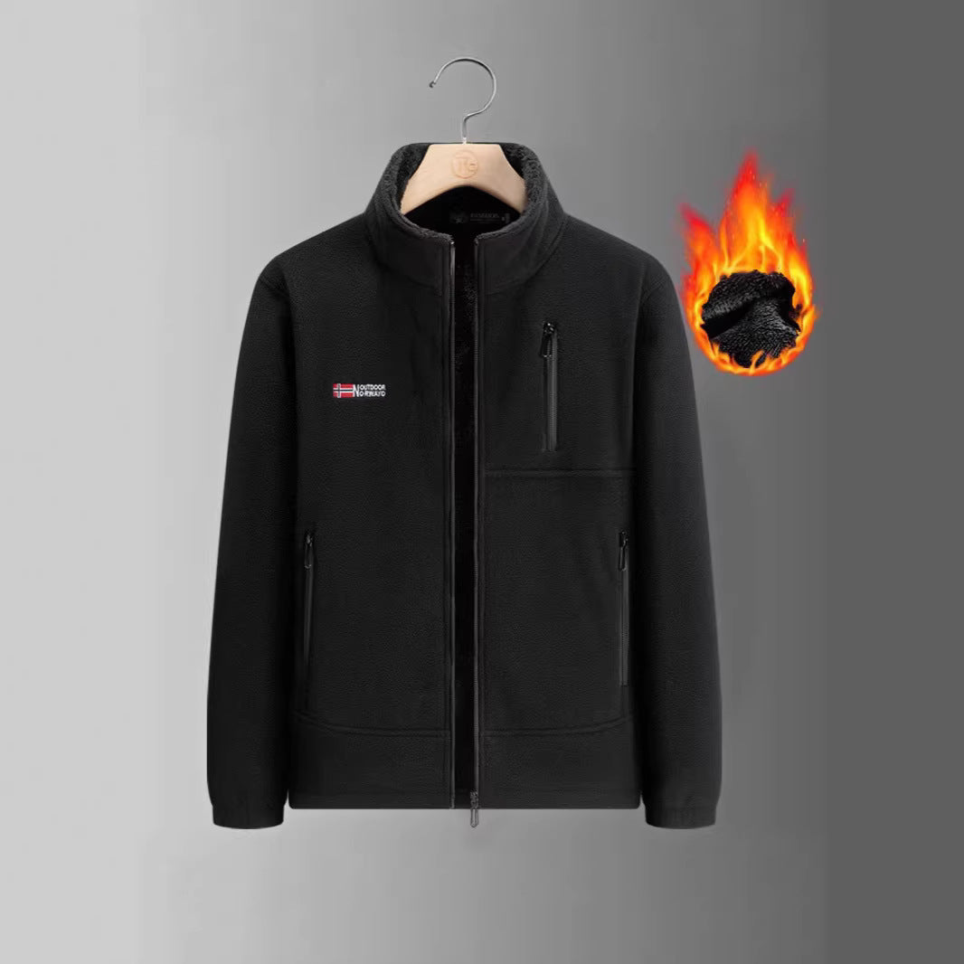 Men's fleece jacket with teddy lining, stand-up collar and multiple zip pockets Chichicherry