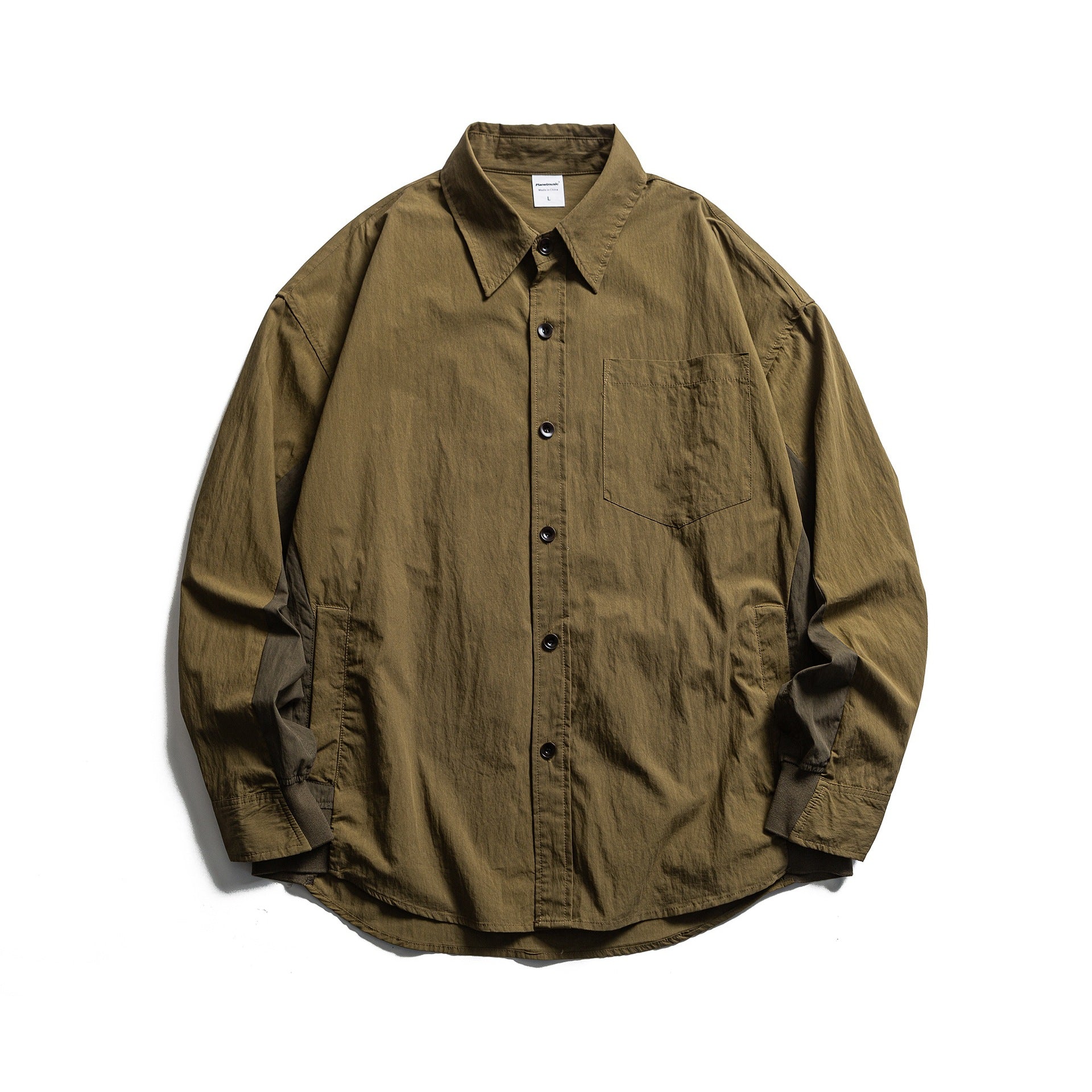 Men's Oversized Shirt with Chest Pocket and Ribbed Cuffs Chichicherry