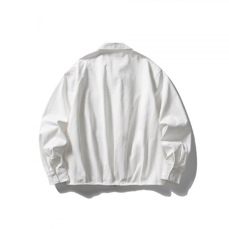 Unisex Boxy over-jacket with shirt collar, concealed zipper and soft drape Chichicherry