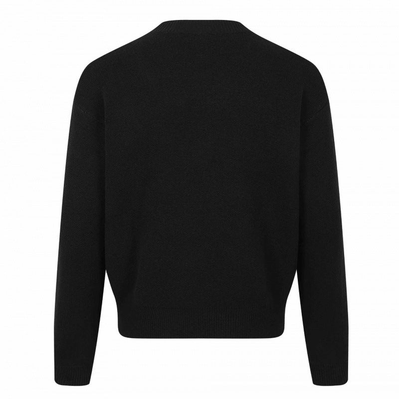 Unisex Graphic Knit Sweater with Ribbon Intarsia, Crew Neck and Ribbed Hem Chichicherry