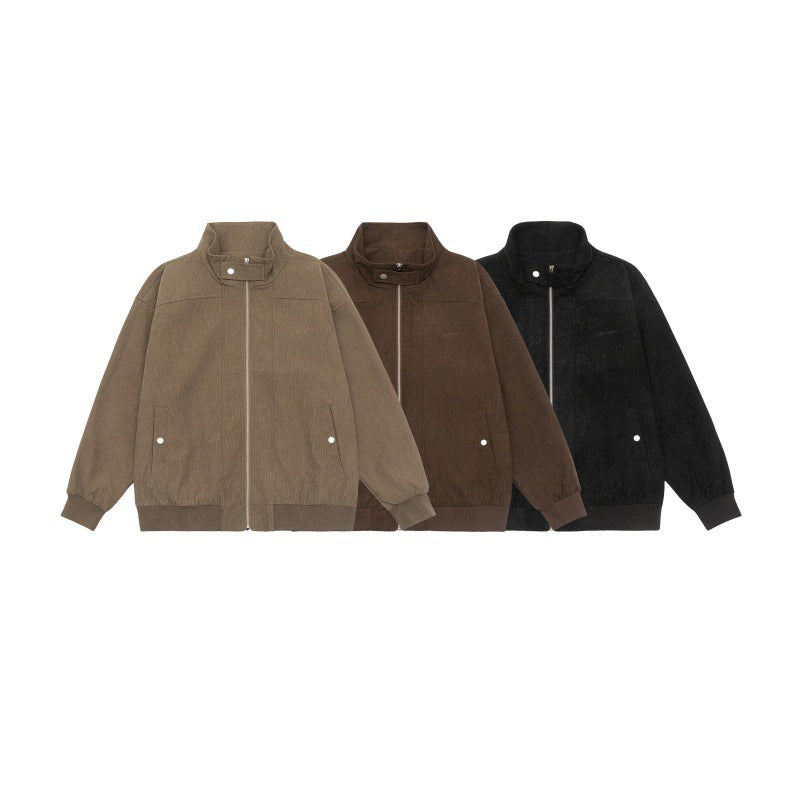 Unisex Teddy-Fleece Bomber Jacket with Stand-Up Collar and Snap Pockets Chichicherry