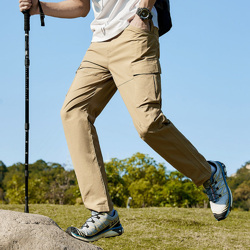 Men's Lightweight Trekking Cargo Pants with Stretch, Pre-formed Knees, and Multiple Pockets Chichicherry