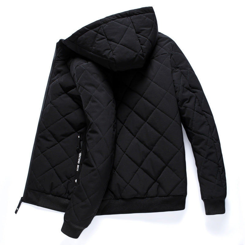 Men's quilted hooded jacket with light thermo insulation and ribbed cuffs Chichicherry