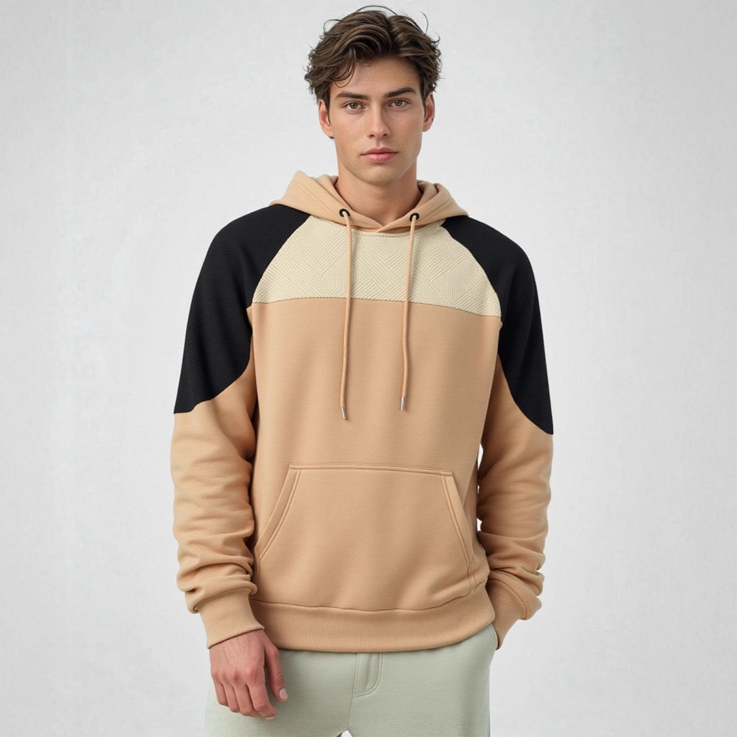 Men's hoodie with textured inserts and kangaroo pocket Chichicherry