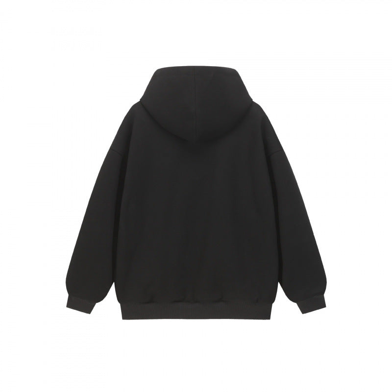 Unisex Oversize Hooded Sweat Jacket with Checked Lining, Full Zip and Ribbed Hem Chichicherry