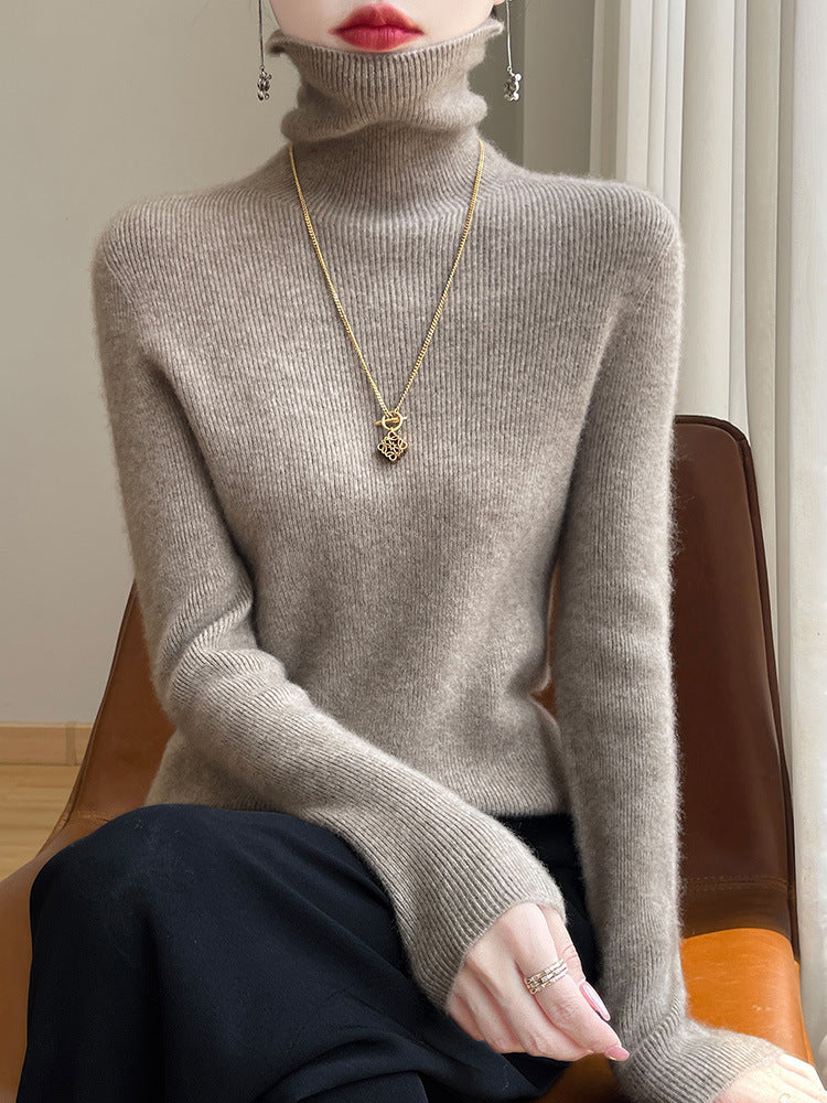Ladies Slim Fit Fine Knit Roll Neck Sweater with Extra Fine Plush Finish Chichicherry