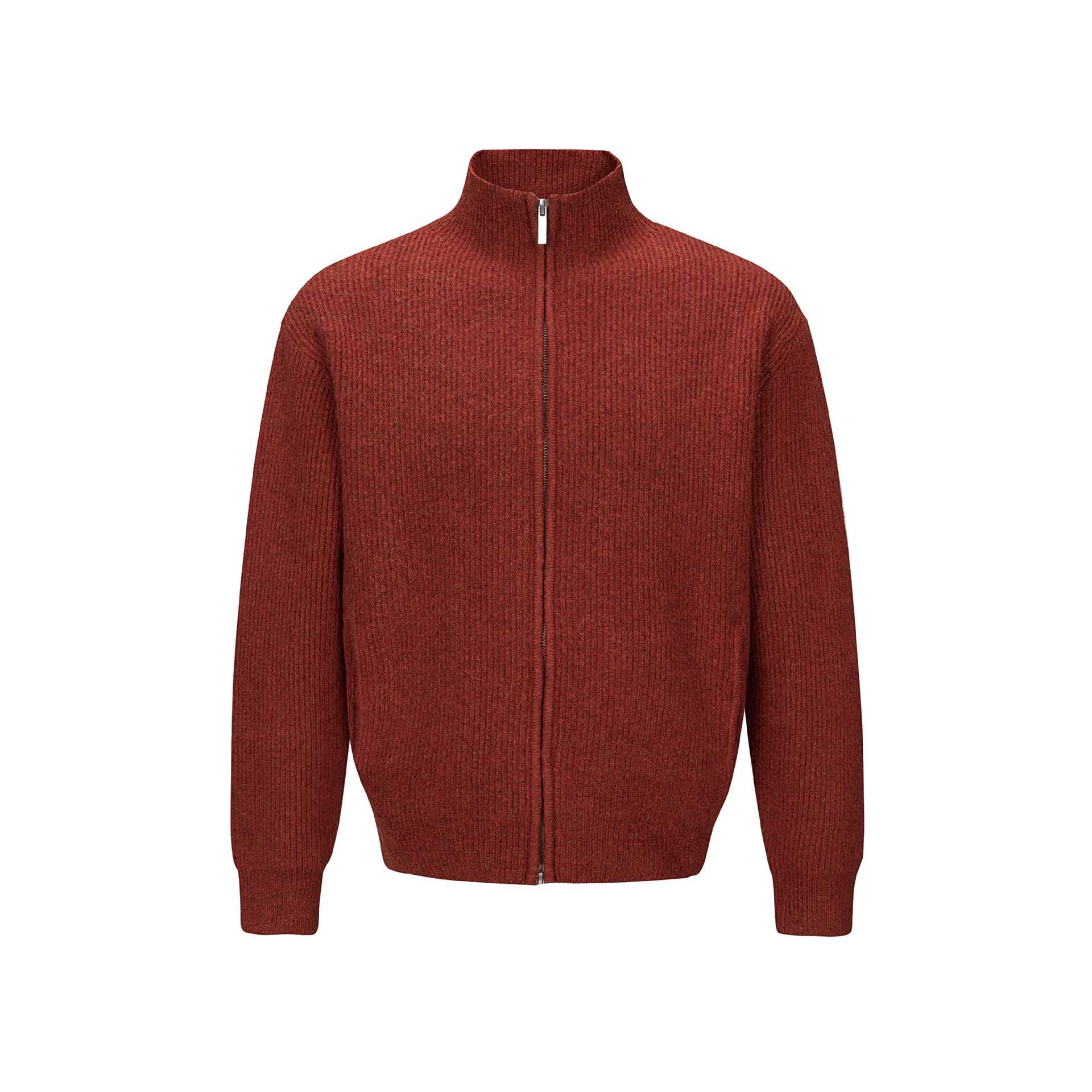 Unisex Short Ribbed Knit Zipper with High Stand Collar and Slim Fit Chichicherry