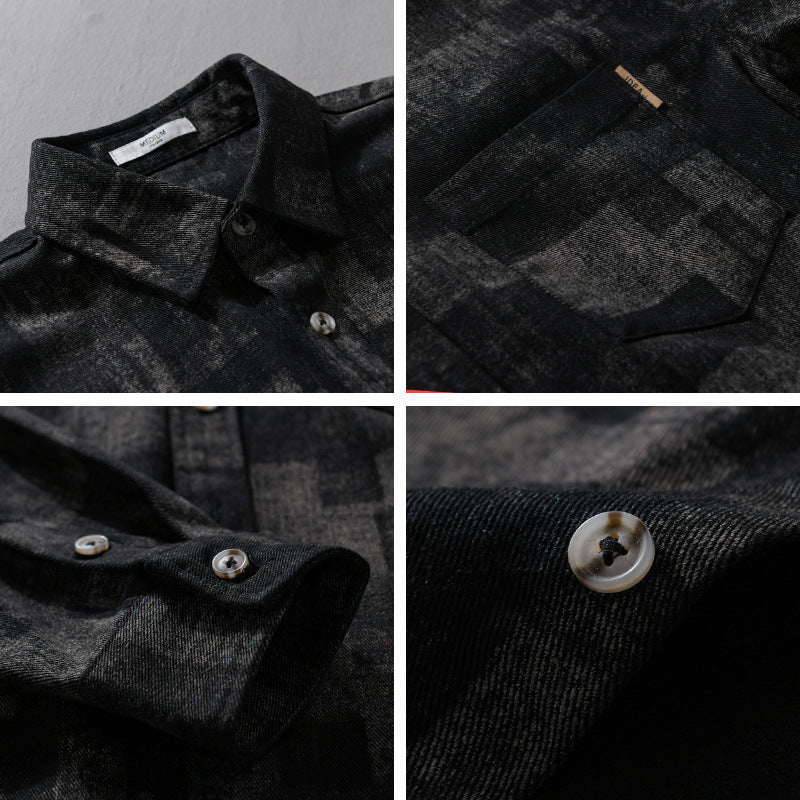 Men's Structured Shirt Jacket - Overshirt made of Cotton Blend with Geometric Print Chichicherry