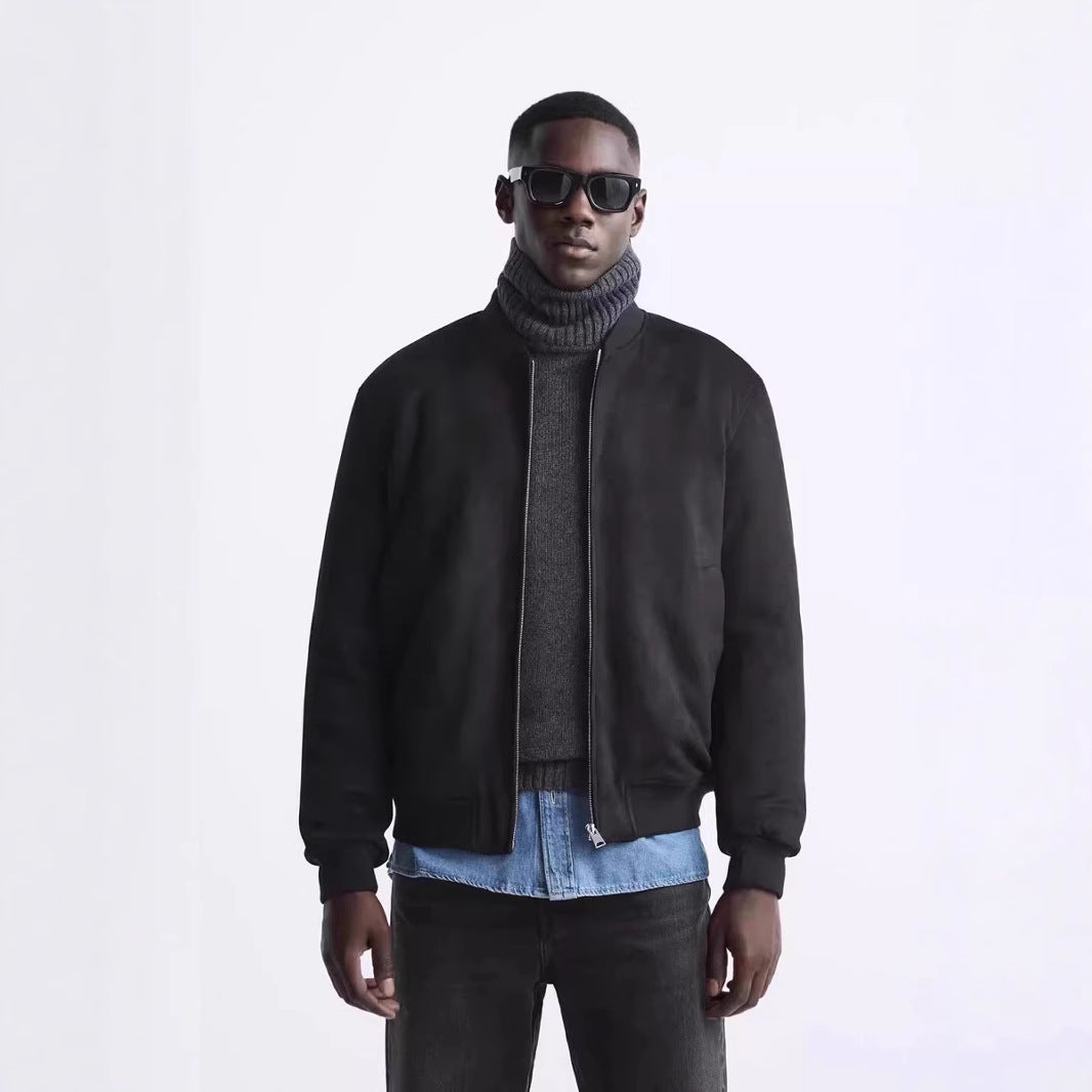 Men's short bomber jacket in minimalist style with ribbed hem Chichicherry