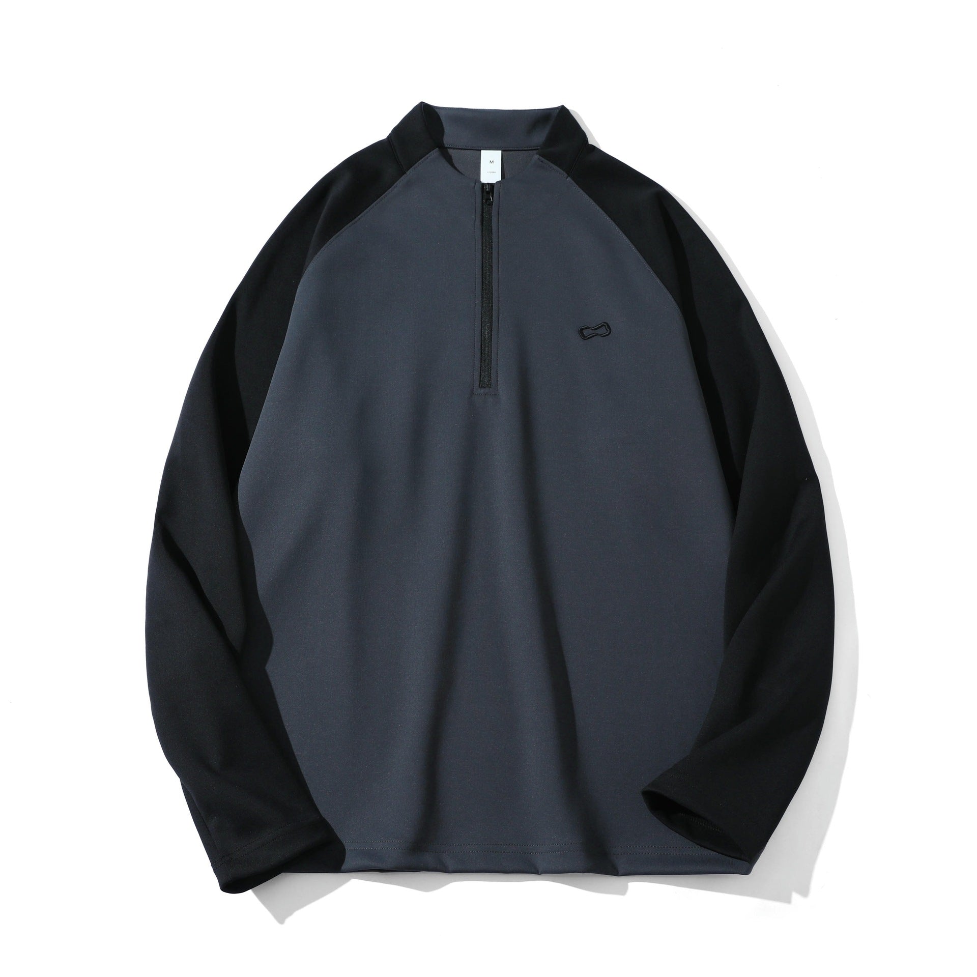 Unisex Functional Half-Zip Sweatshirt with Troyer Collar, Raglan Sleeves, and Minimalist Embroidery Chichicherry