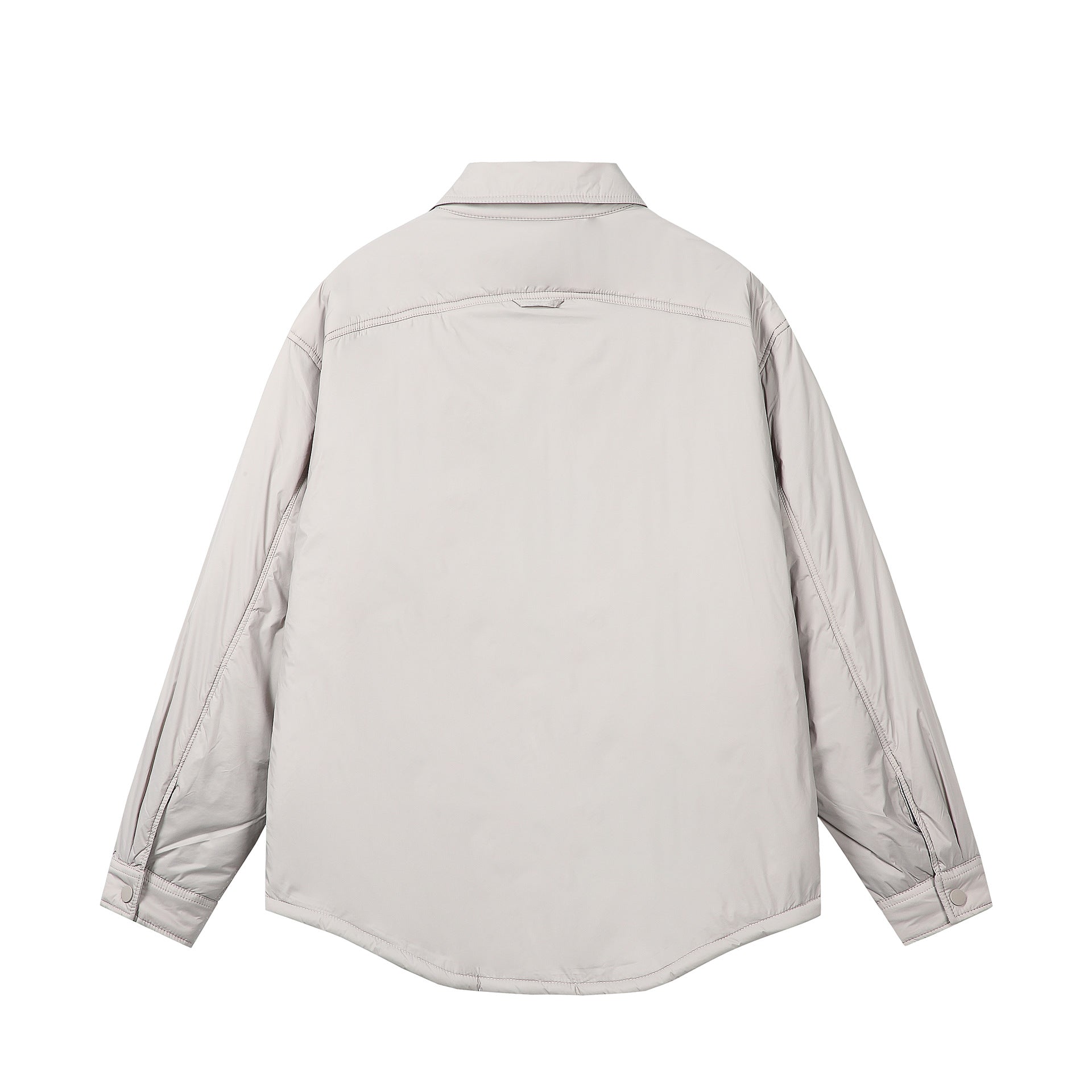 Unisex Short Cut Thermal Shirt Jacket with Shirt Collar and Flap Pocket Chichicherry