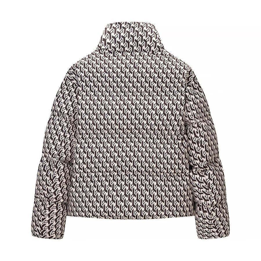 Women's quilted jacket with high collar and graphic jacquard pattern Chichicherry
