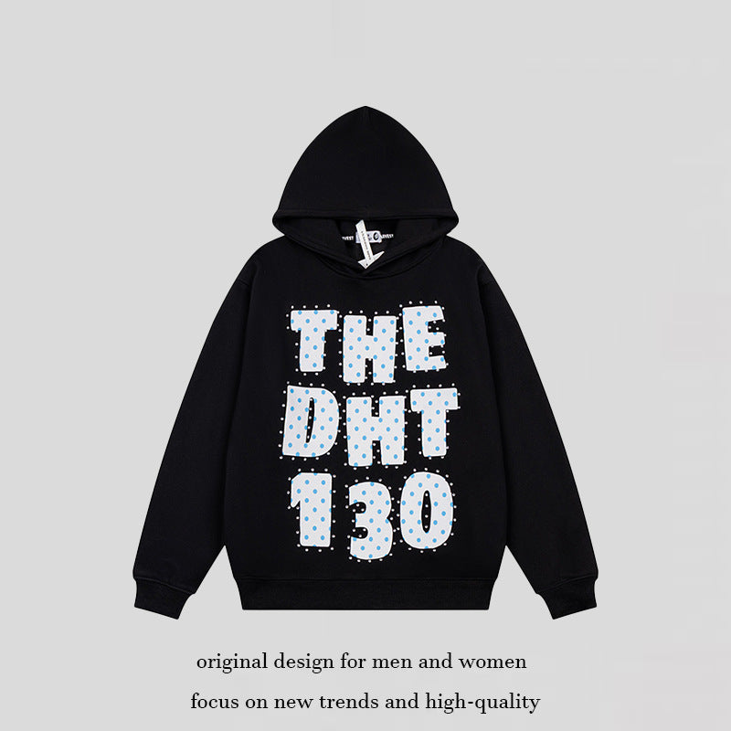 Unisex Oversize Hoodie with Statement Print and Polka Dot Application Chichicherry