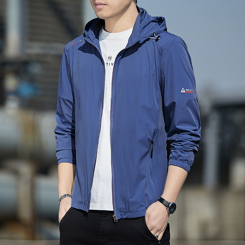 Men's Ultralight Wind and Rain Jacket with Hood, Packable and Zipper Pockets Chichicherry