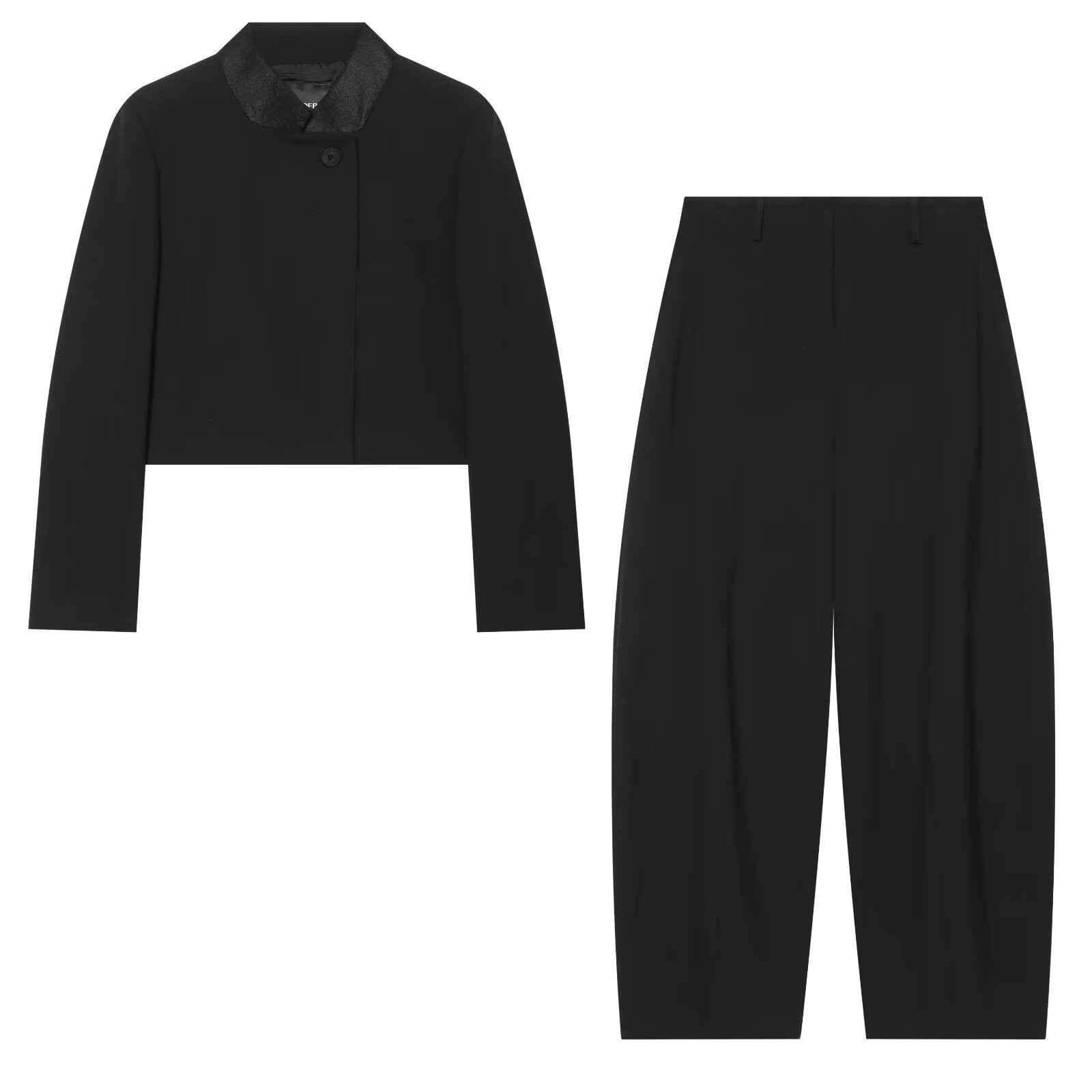 Women's High-Waisted Palazzo Fabric Trousers with Pleats and Slightly Cropped Hem Chichicherry