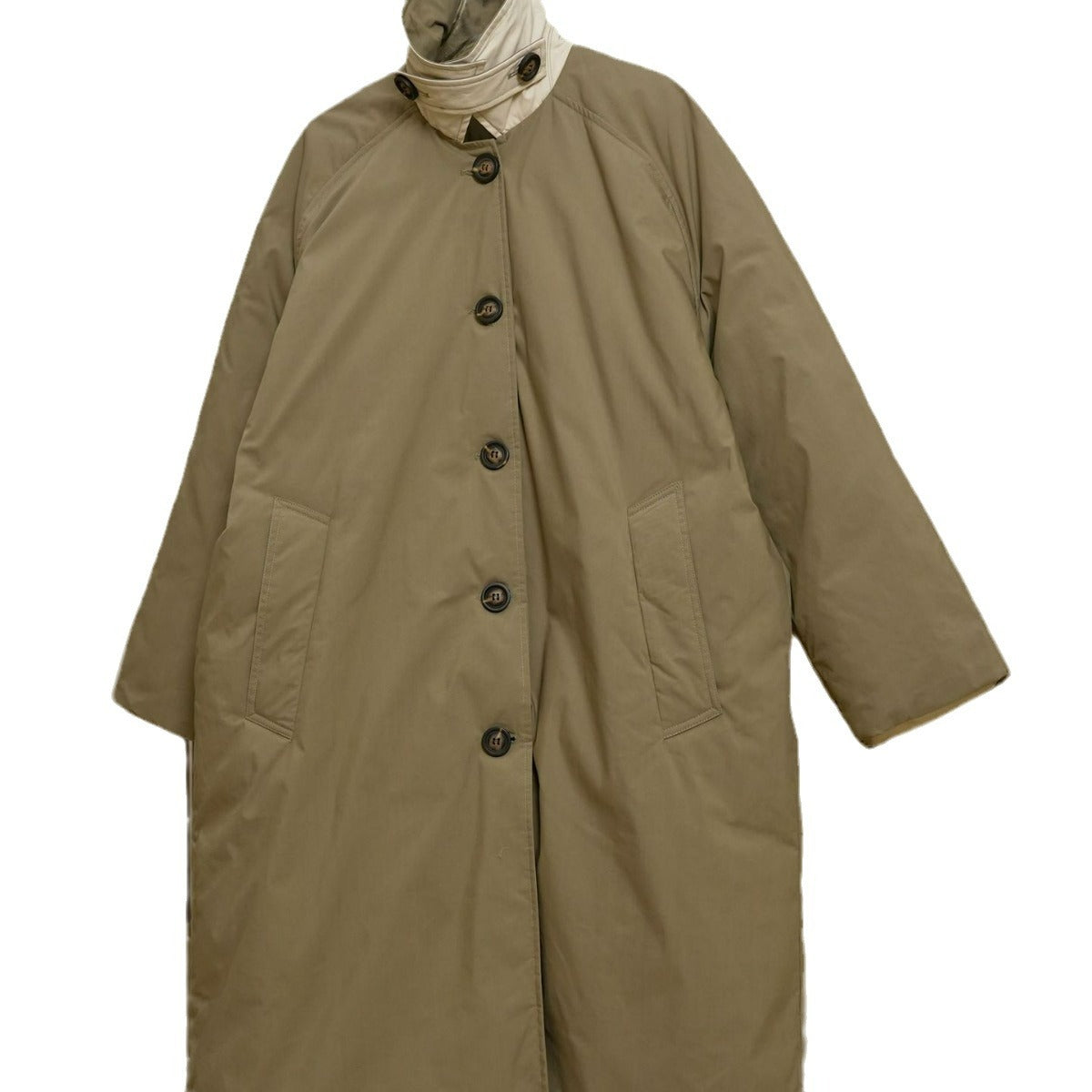 Women's Quilted Long Coat with Stand Collar, Button Placket and Loose Fit Chichicherry