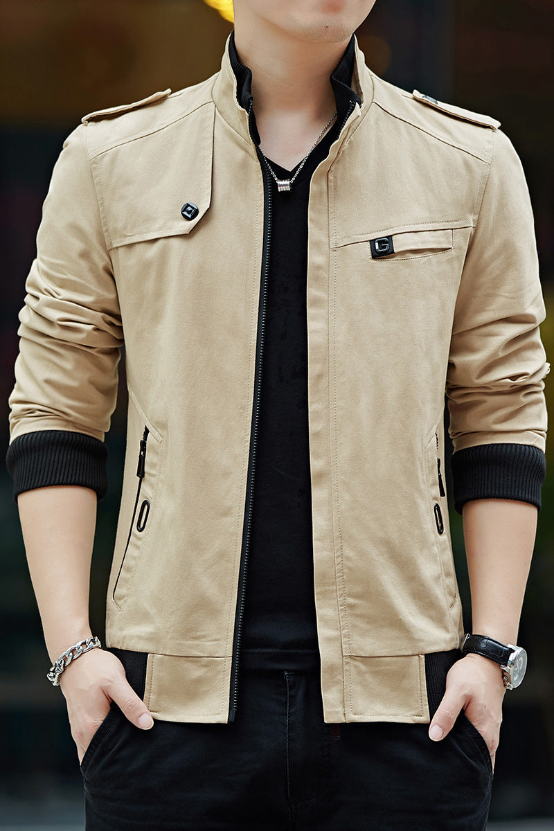 Men's pilot style bomber jacket with suede look, shoulder patches and checked lining Chichicherry