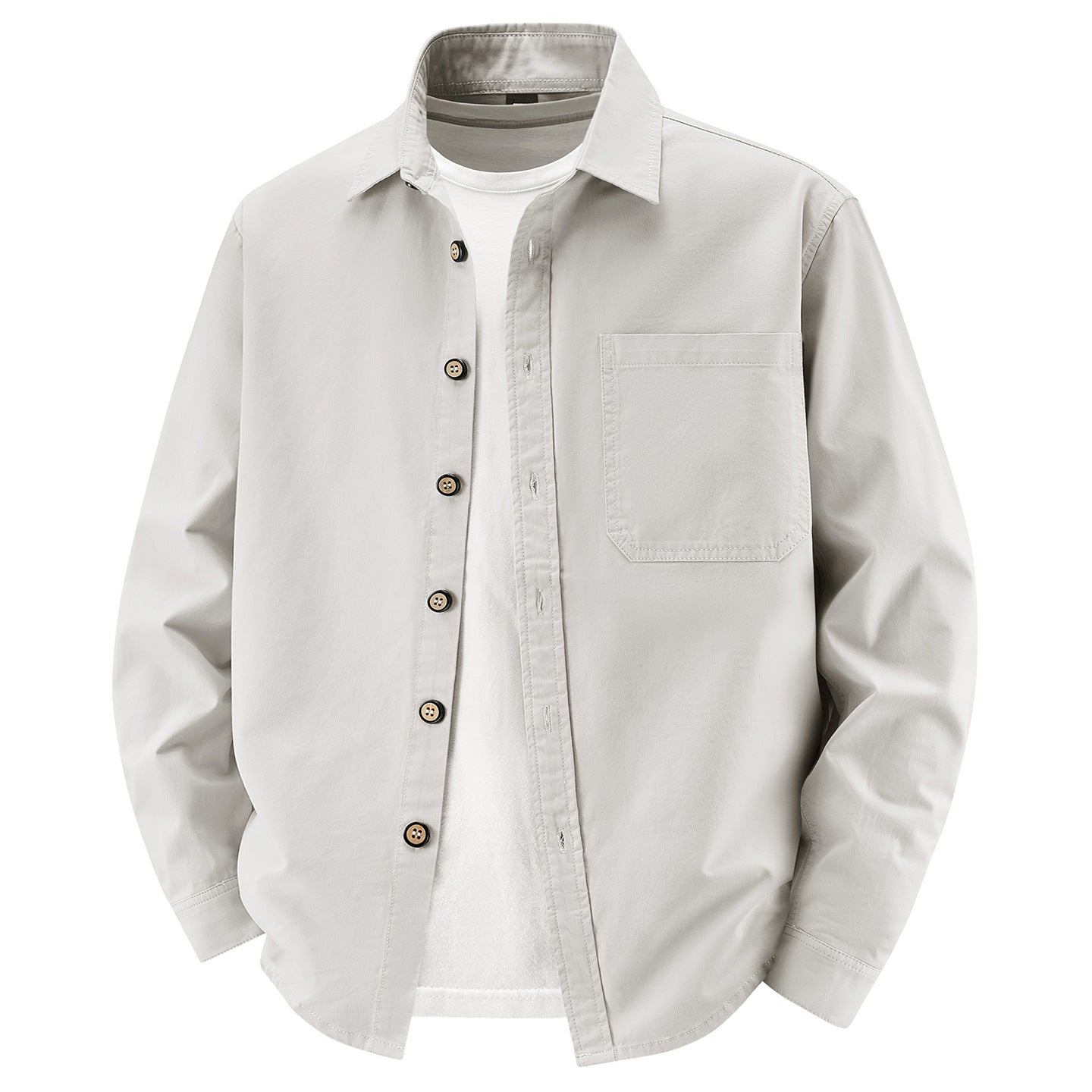 Men's loose overshirt jacket made of cotton blend with chest pocket and full button placket Chichicherry