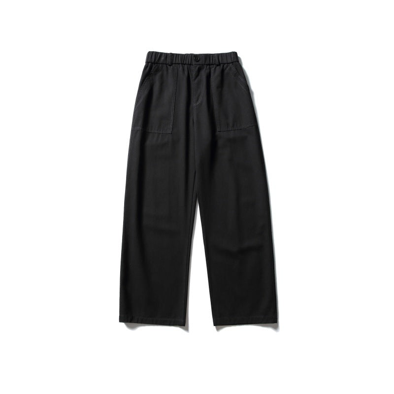 Women's Wide Utility Cargo Pants with Elastic Waistband and Patch Front Pockets Chichicherry