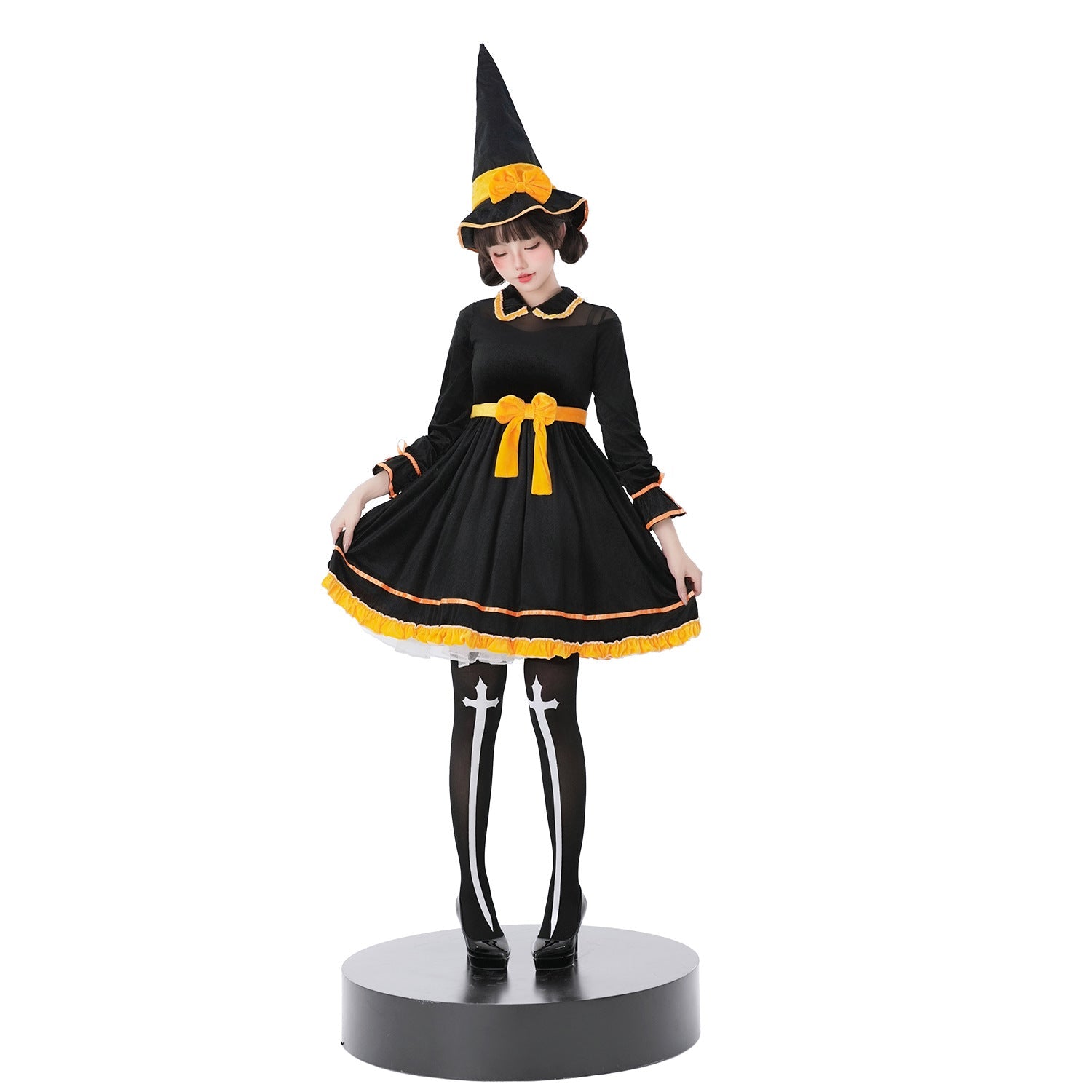 Women's witch costume with elegant ruffle details Chichicherry