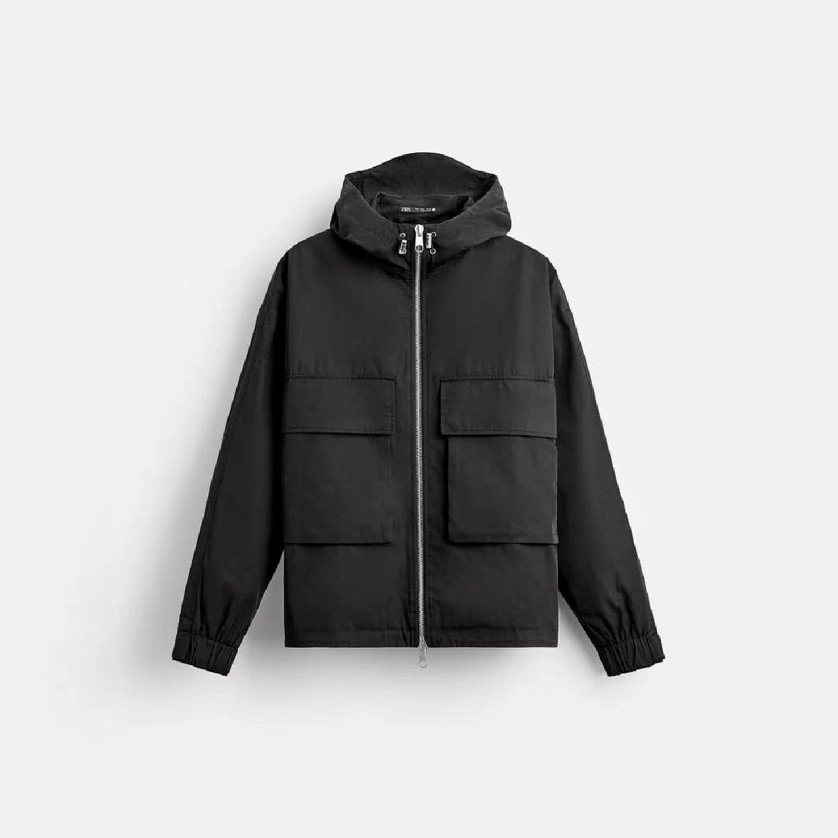 Men's short-cut hooded blouson jacket with patch pockets and two-way zipper Chichicherry