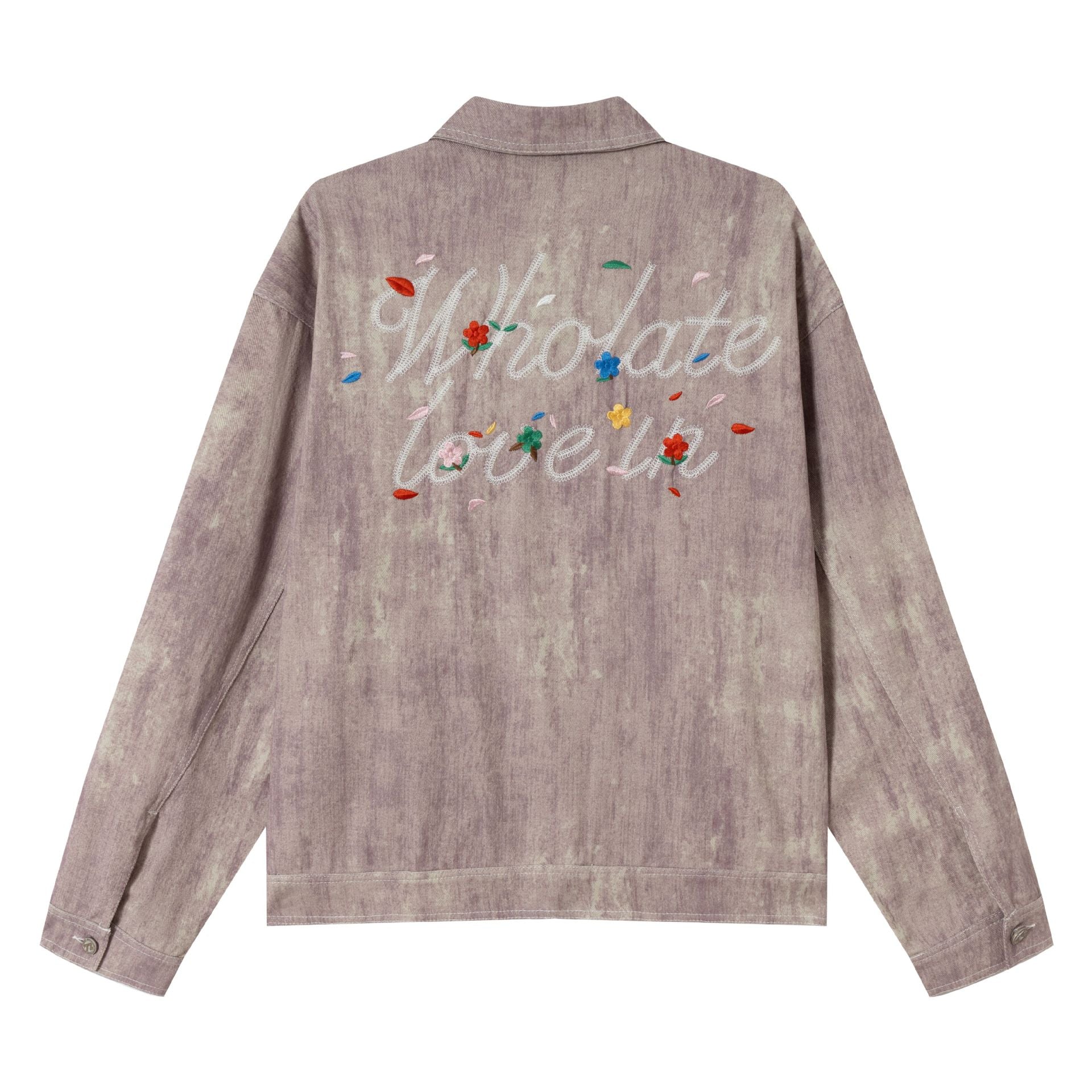Women's short jacket in oversized workwear look with floral embroidery Chichicherry
