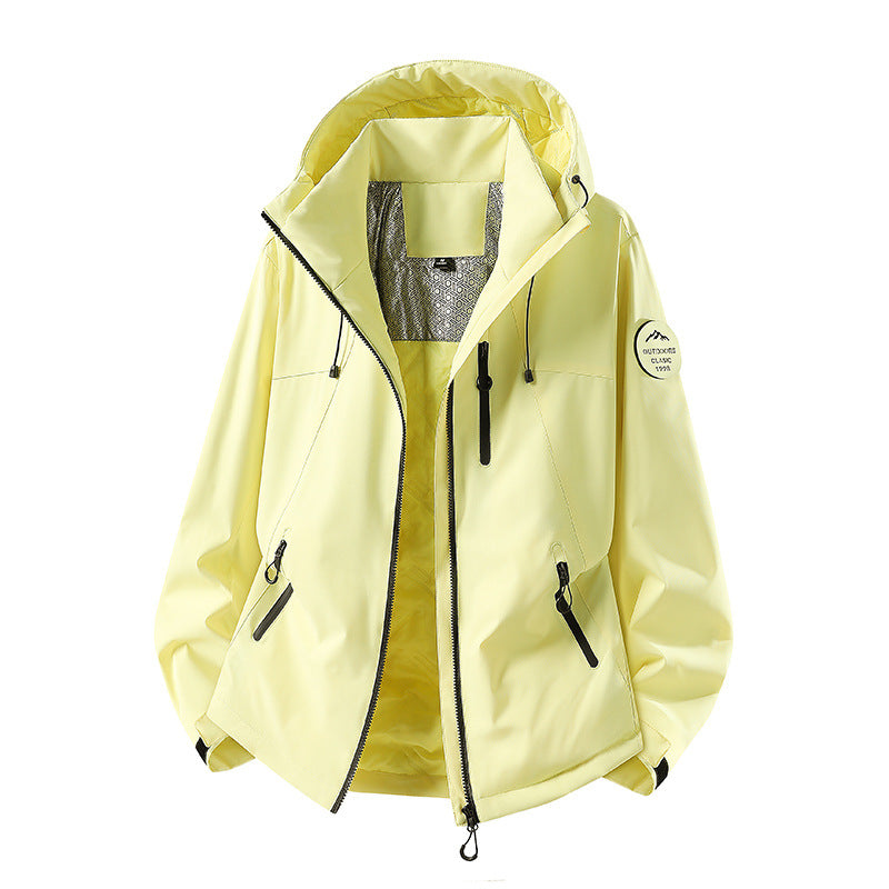 Men's Water-Repellent Softshell Jacket with Hood and Zipper Pockets Chichicherry