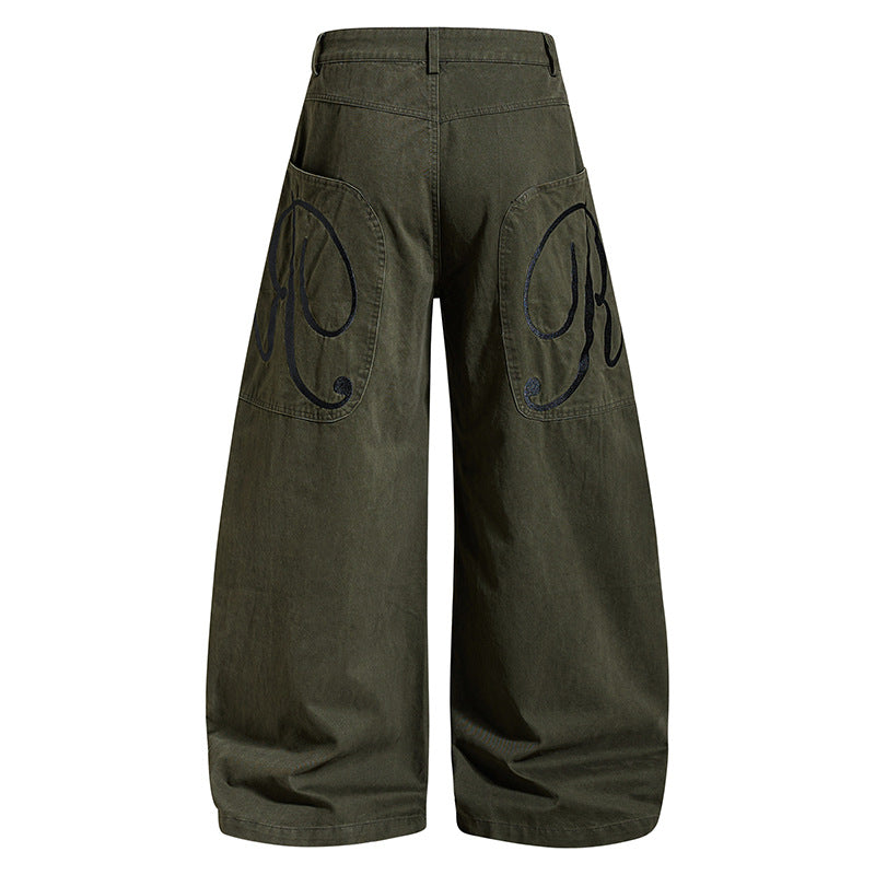 Women wide High-Waist Culotte Jeans with Baggy silhouette and Cargo details Chichicherry
