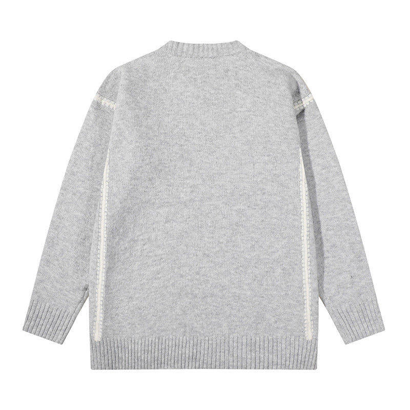 Unisex Oversize Feinstrick-Pullover mit Rundhalsausschnitt und Rippenbündchen Chichicherry