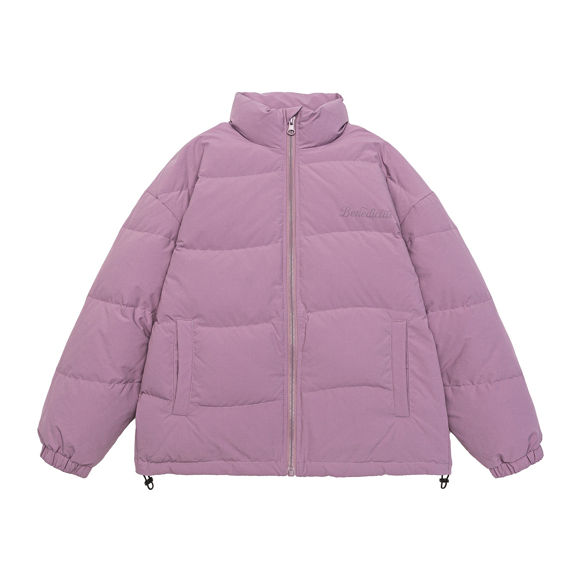 Women's Boxy Quilted Puffer Jacket with High Stand Collar, Drawstring and Elastic Cuffs Chichicherry