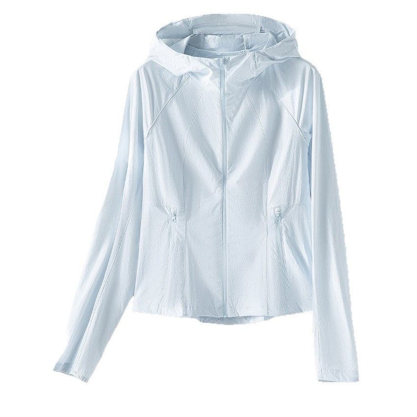 Women's Ultralight Hooded Wind Jacket with Raglan Sleeves and Zipper Pockets Chichicherry