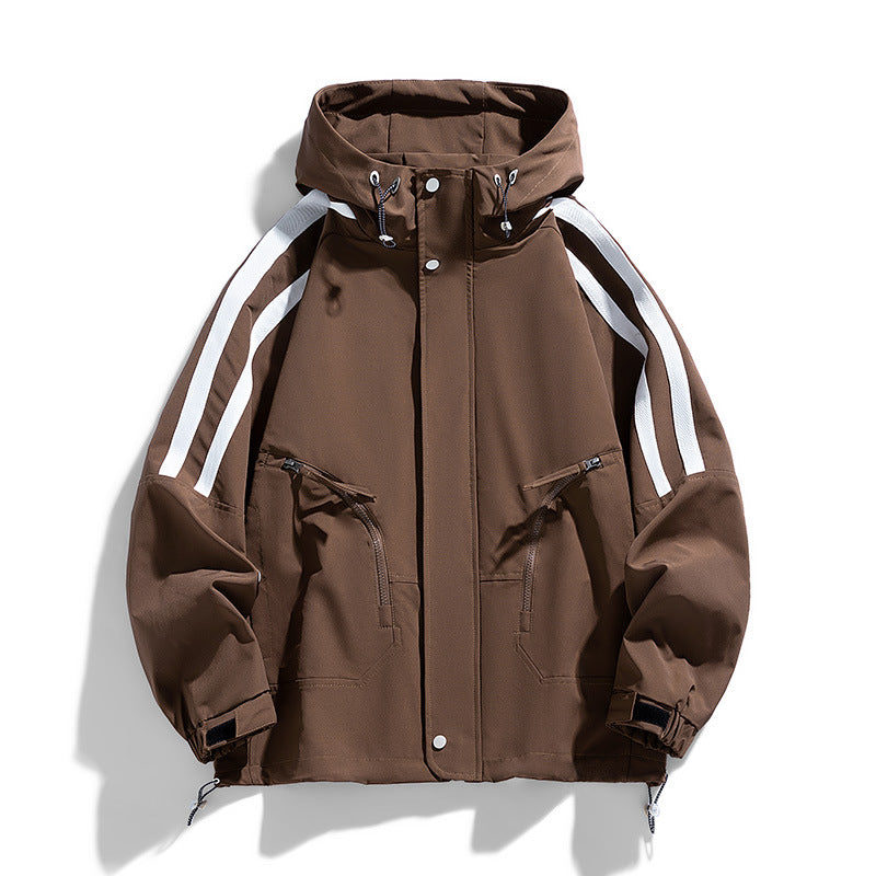 Unisex sporty-urban hooded windbreaker with contrast stripes Chichicherry