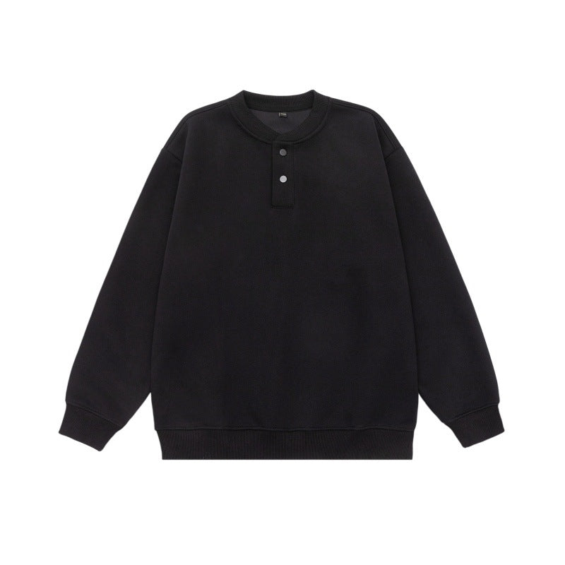 Unisex Loose-fit sweatshirt with half-button placket and ribbed cuffs Chichicherry