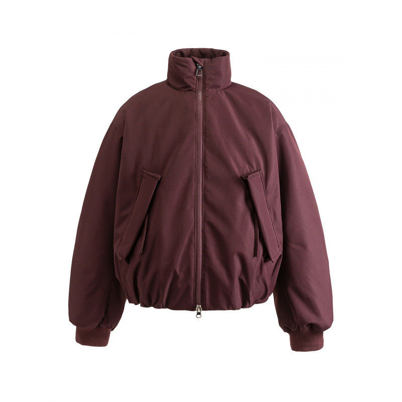 Unisex Boxy quilted bomber jacket with high stand-up collar and flap pockets Chichicherry