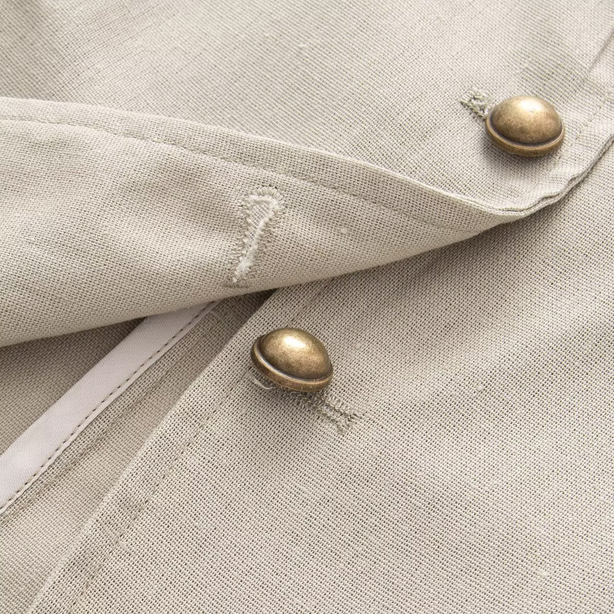 Women Tailored Stand Collar Blazer with Decorative Metal Buttons Chichicherry