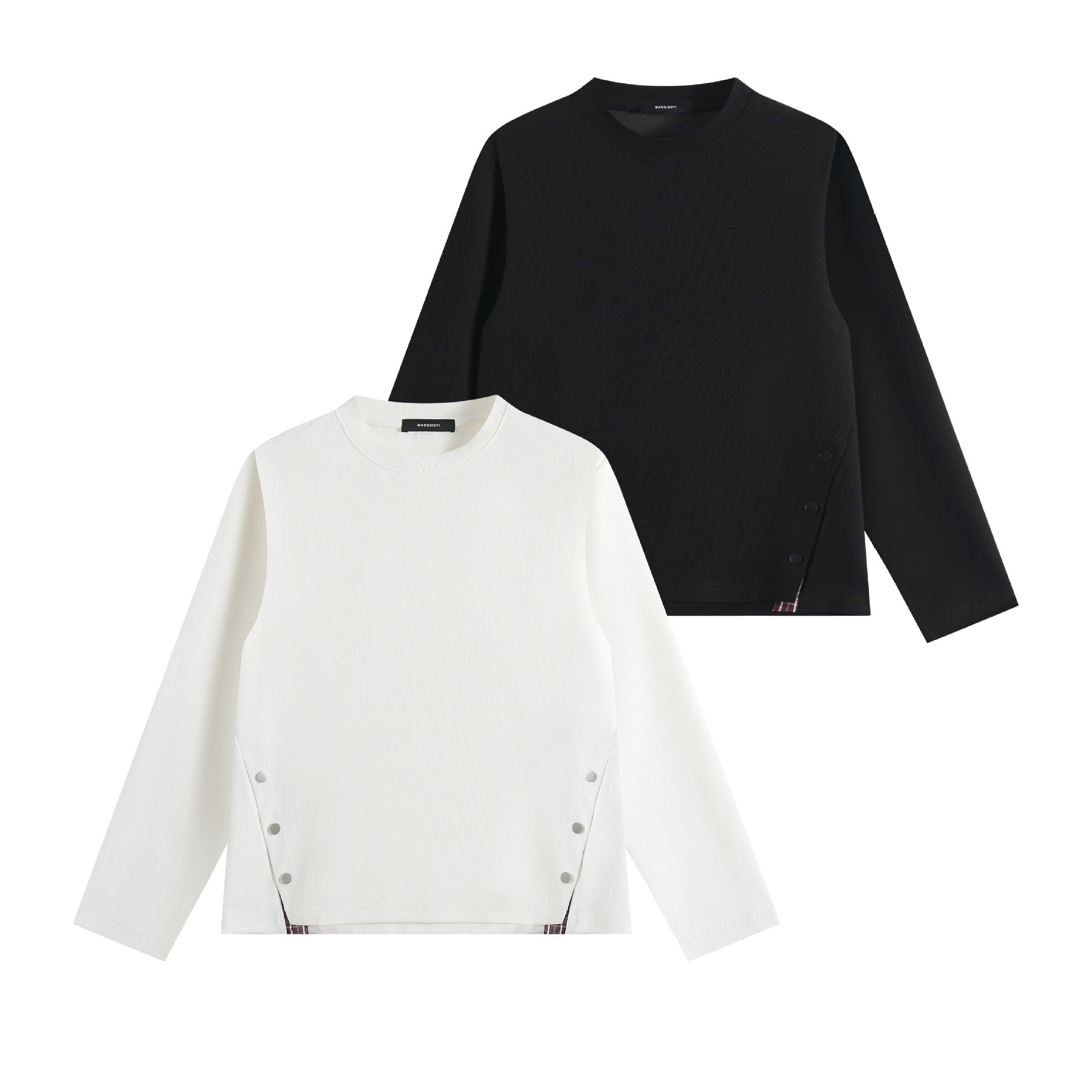 Unisex Oversize Sweatshirt with side snap button plackets and crew neck