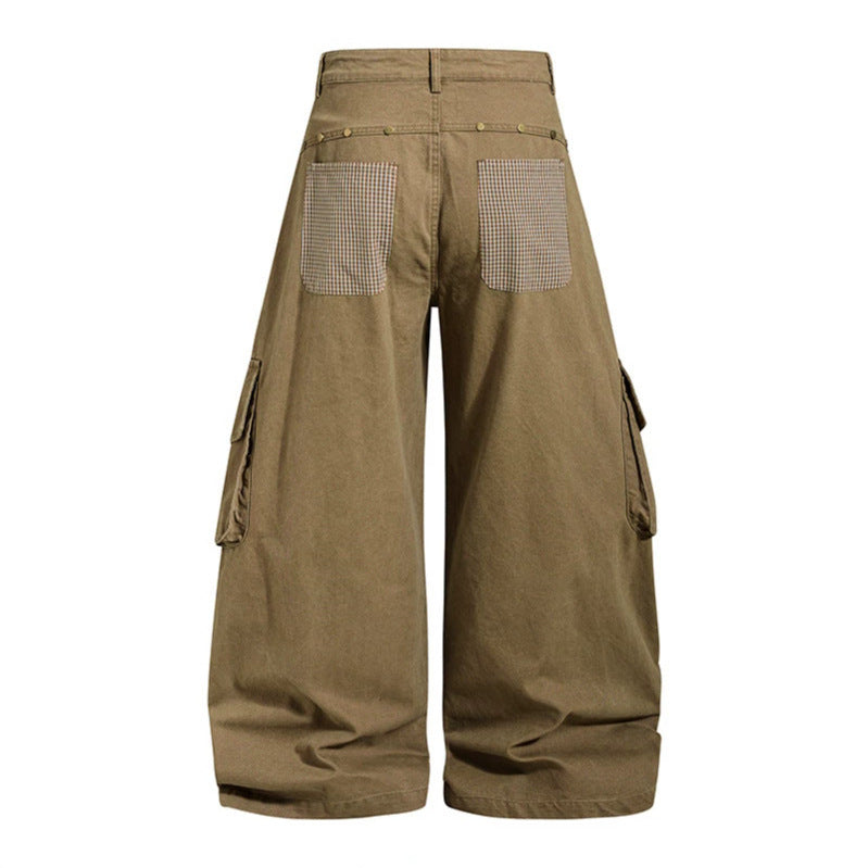 Women's wide cargo culotte pants with star appliqués and multi pockets Chichicherry