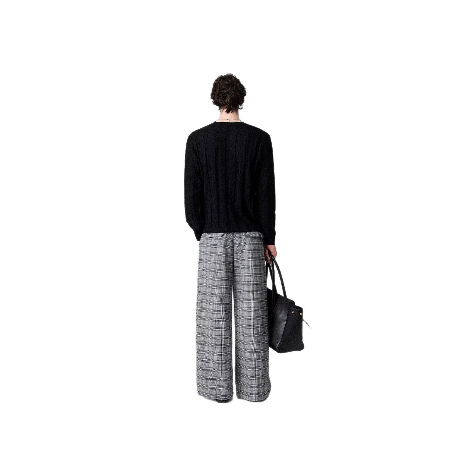 Men's Wide-Cut Checked Carrot Pants Chichicherry