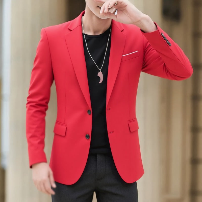 Men's blazer with tailored fit, lightweight stretch quality, and classic button closure Chichicherry