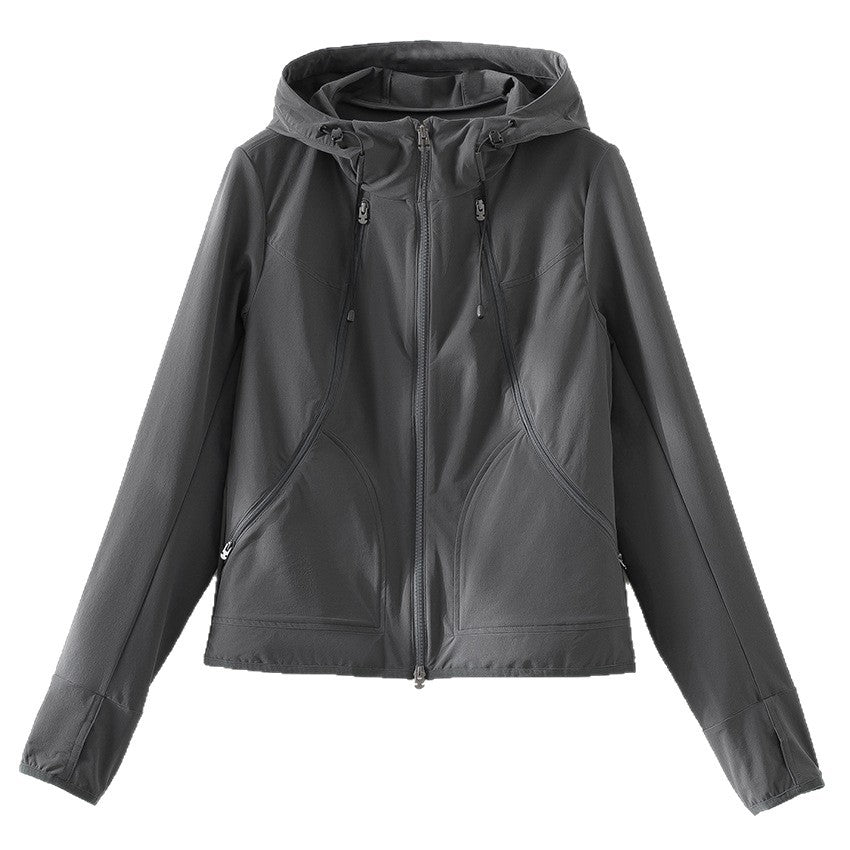 Women's Ultralight Hooded Windbreaker with Two-Way Zipper Chichicherry