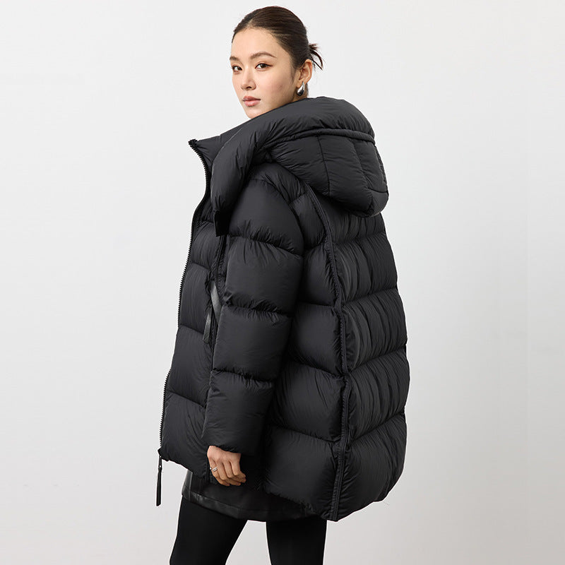 Women's wide-cut down coat with extra-large hood and thermal padding Chichicherry